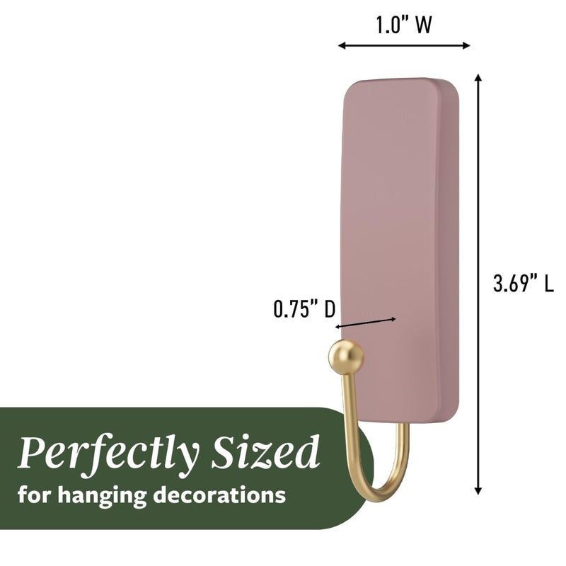 Command Medium Wire Hook, Dusty Rose, 4 Hooks, 6 Strips - Image 2