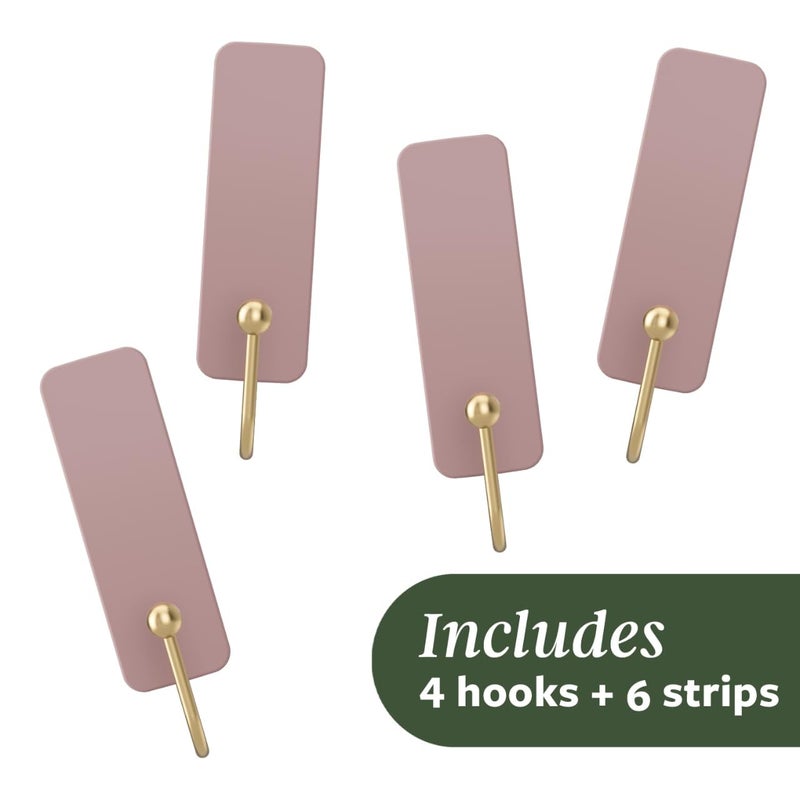 Command Medium Wire Hook, Dusty Rose, 4 Hooks, 6 Strips - Image 3