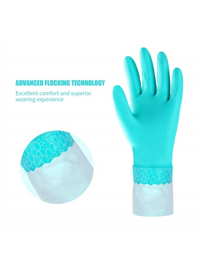 Elgood Reusable Long Sleeve Dishwashing Cleaning Gloves with Latex Free,Cotton Lining,Kitchen Gloves 2 Pairs,Purple+Blue M - Image 3
