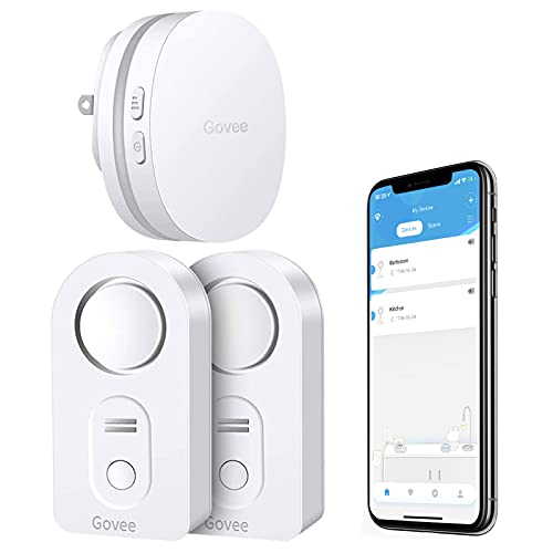 Govee WiFi Water Sensor 2 Pack  100dB Adjustable Alarm and App Notifications  Leak and Drip Alerts by Email  Detector for Home  Bedrooms  Basement  Kitchen  Bathroom  Laundry(Not Support 5G WiFi)