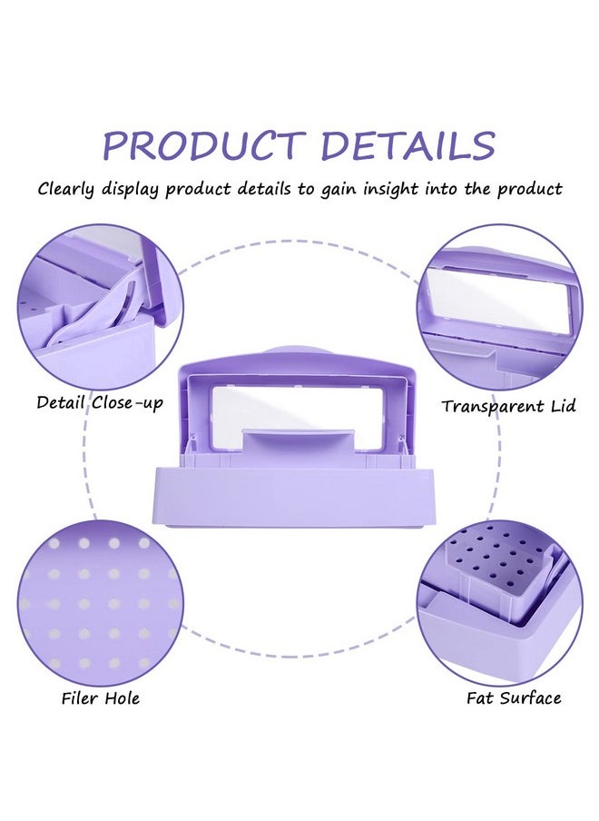 Gusnilo - Nail Tool Sterilizer Box Barbicide Disinfectant Jar Plastic Disinfectant Container Suitable For Nail Tools Hair Salons Beauty Centers And Manicure And Nail Equipment(Purple) - Image 1