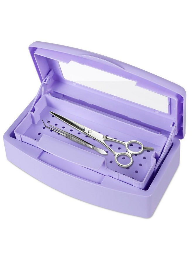 Gusnilo - Nail Tool Sterilizer Box Barbicide Disinfectant Jar Plastic Disinfectant Container Suitable For Nail Tools Hair Salons Beauty Centers And Manicure And Nail Equipment(Purple) - Image 1