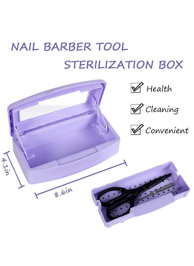 Gusnilo - Nail Tool Sterilizer Box Barbicide Disinfectant Jar Plastic Disinfectant Container Suitable For Nail Tools Hair Salons Beauty Centers And Manicure And Nail Equipment(Purple) - Image 1