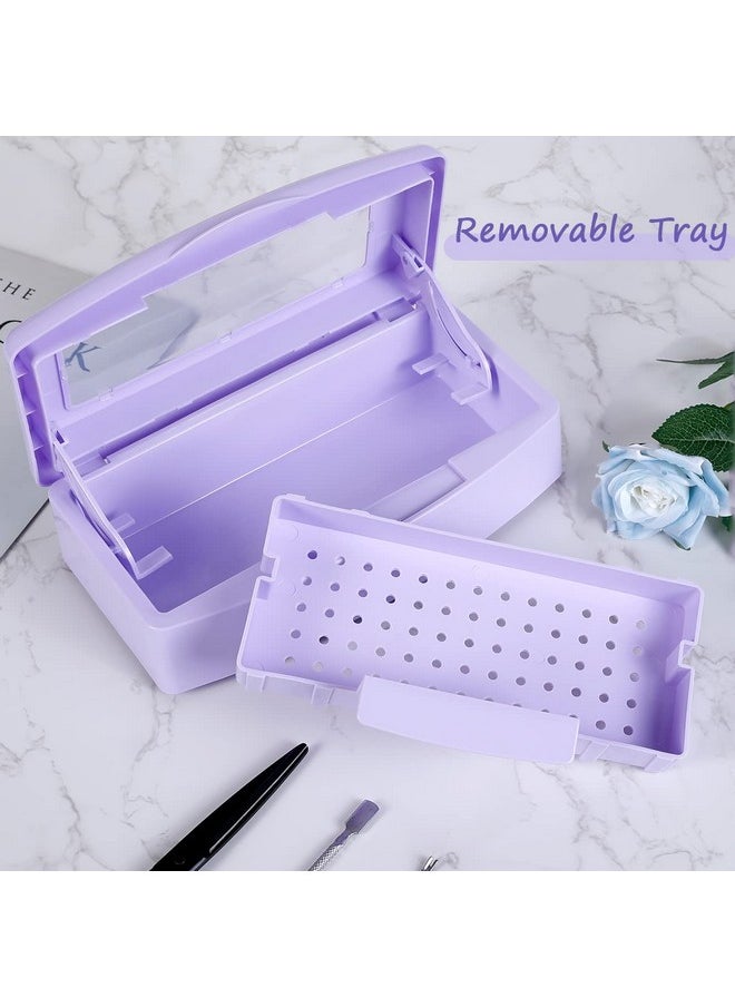 Gusnilo - Nail Tool Sterilizer Box Barbicide Disinfectant Jar Plastic Disinfectant Container Suitable For Nail Tools Hair Salons Beauty Centers And Manicure And Nail Equipment(Purple) - Image 1