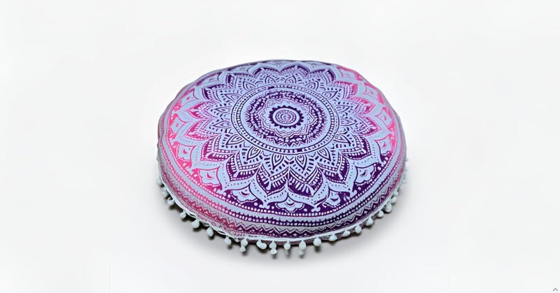 CRAFT KALA غطاء وسادة أرضية قطنية مستديرة ماندالا بوهو للتأمل من CRAFT KALA، غطاء وسادة جلوس للغرف في الهند، لغرفة المعيشة، غرفة اليوجا، ديكور المنزل، غرفة النوم، الشرفة، الحديقة (32 بوصة، أومبري وردي) - Image 5