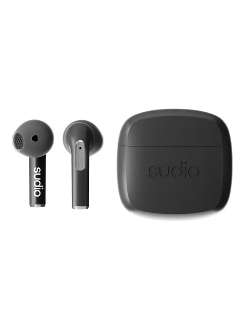 N2 True Wireless Bluetooth Open-Ear Earbuds - Multipoint Connection, Built-in Microphone for Calls, 30h Battery Time with Charging Case, IPX4 Water Resistant, USB-C and Wireless Charging - Black