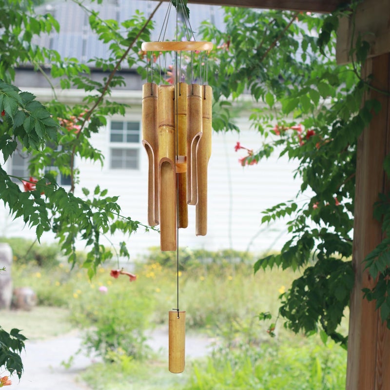 ASTARIN Bamboo Wind Chimes for Outside,Wooden Wind Chimes with Melody Soothing Tone,32" Classic Zen Bamboo Windchime for Porch Patio Garden or Indoor (FSC Certified) - Image 2