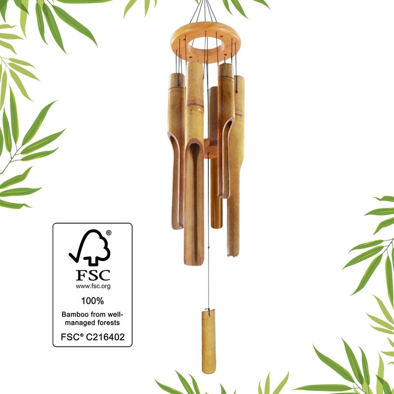ASTARIN Bamboo Wind Chimes for Outside,Wooden Wind Chimes with Melody Soothing Tone,32" Classic Zen Bamboo Windchime for Porch Patio Garden or Indoor (FSC Certified) - Image 5