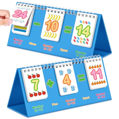 PraxiKidy Addition and Subtraction Flash Cards024 Math Facts Manipulatives Games Preschool Kindergarten 1st 2nd Grade Classroom Must HavesCounting Educational Toy Learning Activities Homeschool - Image 1
