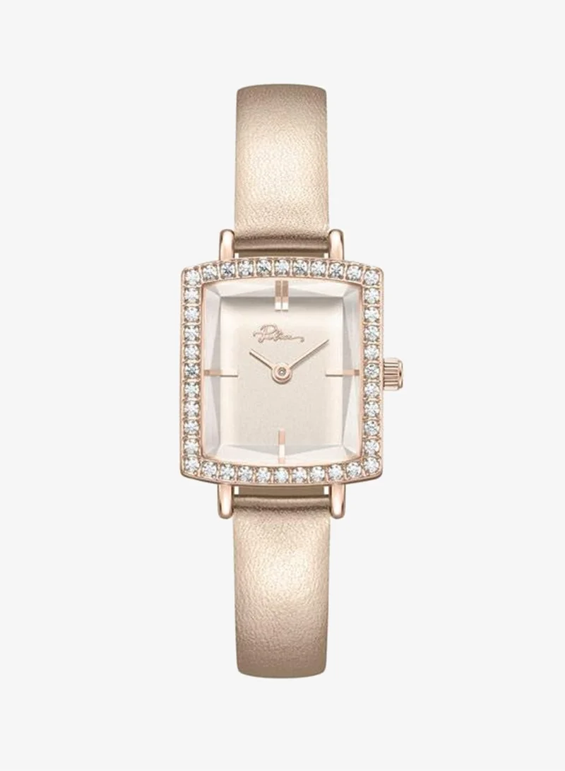 Lorie Light Pink Dial Genuine Leather Strap Analog Watch for Women, 19.2mm
