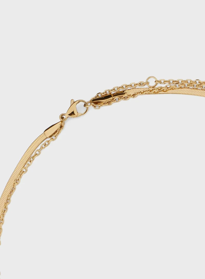 GUESS Double Chain Detail Necklace