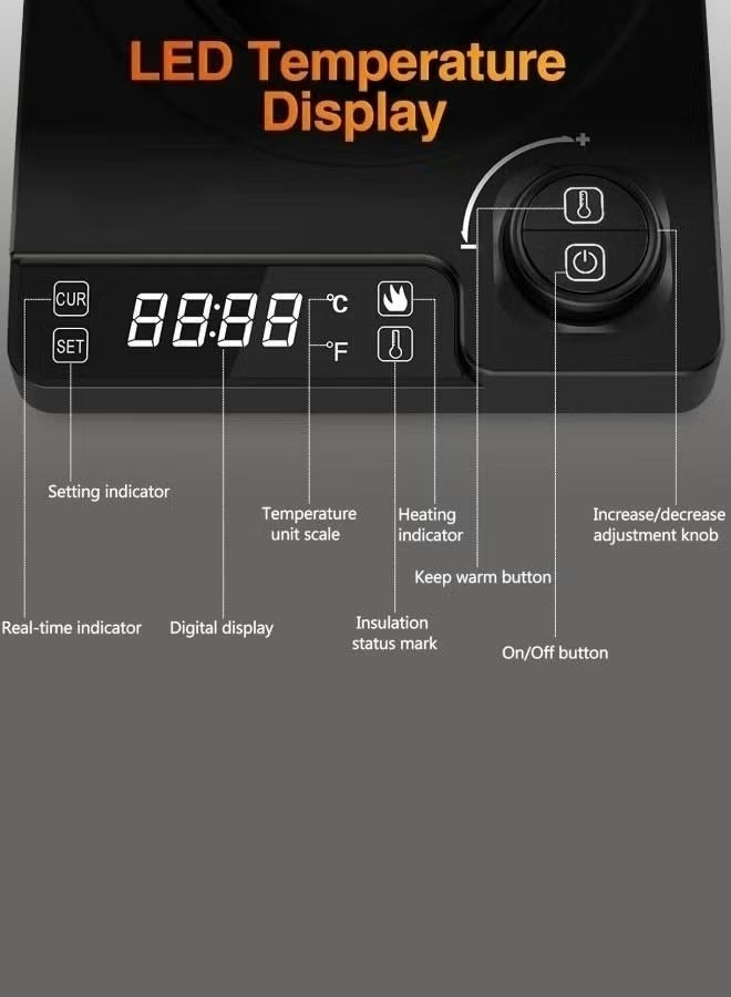 إج غلاية كهربائية 1000 مل 1200 وات، غلاية قهوة V60، غلاية شاي، مقبض طاقة لضبط درجة الحرارة مع شاشة رقمية لدرجة الحرارة، عزل تلقائي، مادة الفولاذ المقاوم للصدأ مناسبة للمنزل والمكتب، أسود - Image 4