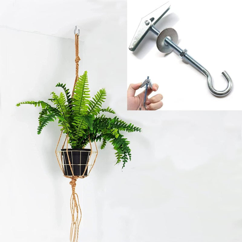 PCTC 4 Pack Carbon Steel Plasterboard Ceiling Hooks Spring Toggle Wing Bolts Wall Ceiling Installation Cavity Wall Fixing Heavy Duty Swag Hanging Plants Hanger Anchors Ceiling Hook - Image 5