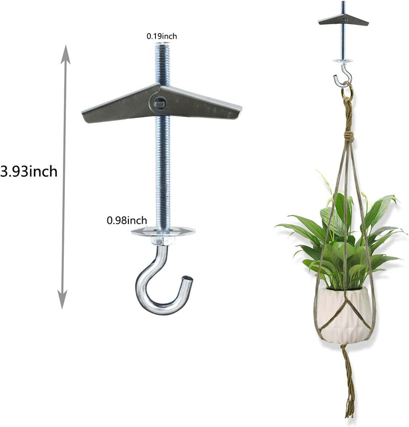 PCTC 4 Pack Carbon Steel Plasterboard Ceiling Hooks Spring Toggle Wing Bolts Wall Ceiling Installation Cavity Wall Fixing Heavy Duty Swag Hanging Plants Hanger Anchors Ceiling Hook - Image 2