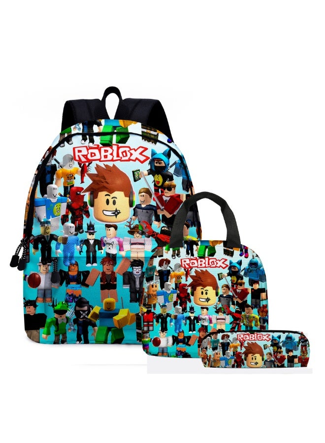 روبلوكس على ظهره مقلمة حقيبة الغداء ثلاث قطع دعوى الرجال والنساء الترفيه الرياضة حقيبة السفر طالب حقيبة المدرسة - Image 1