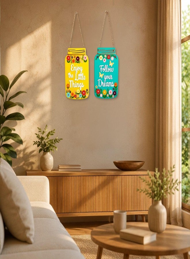 GiftOday Enjoy The Little Things Wall Hanging | Wooden Wall Art | Size 7.5 x 12 Inch | Decorative Item for Living Room, Bedroom, Kitchen Decor | Perfect For Home Decor and Gift Idea| Set of 2 - Image 1