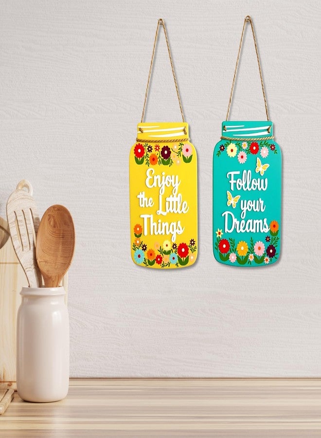 GiftOday Enjoy The Little Things Wall Hanging | Wooden Wall Art | Size 7.5 x 12 Inch | Decorative Item for Living Room, Bedroom, Kitchen Decor | Perfect For Home Decor and Gift Idea| Set of 2 - Image 5