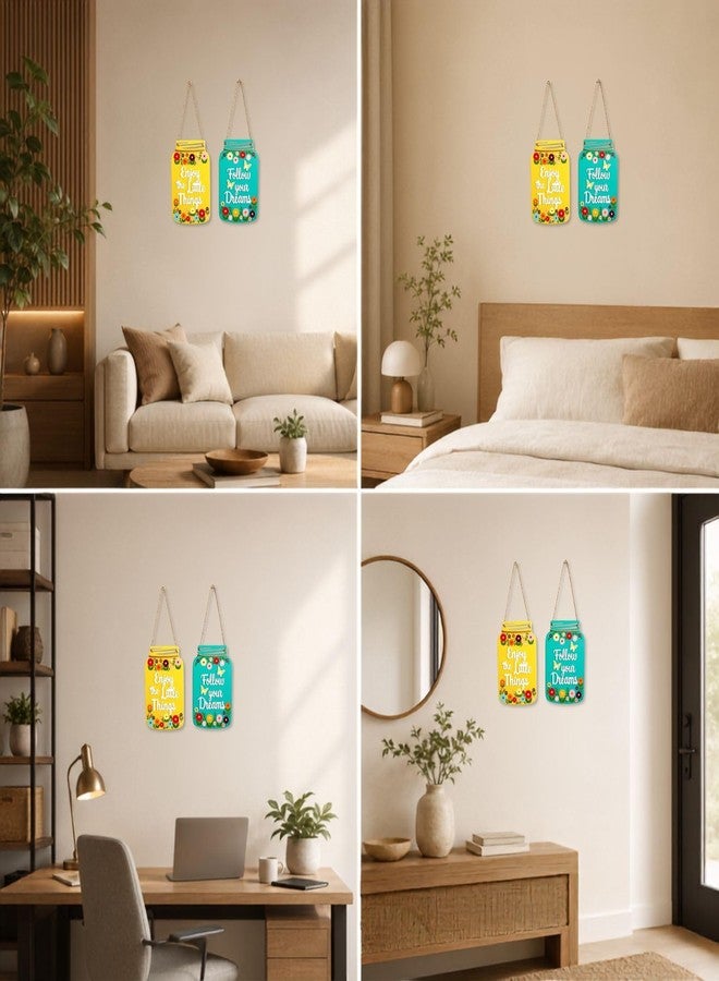 GiftOday Enjoy The Little Things Wall Hanging | Wooden Wall Art | Size 7.5 x 12 Inch | Decorative Item for Living Room, Bedroom, Kitchen Decor | Perfect For Home Decor and Gift Idea| Set of 2 - Image 4
