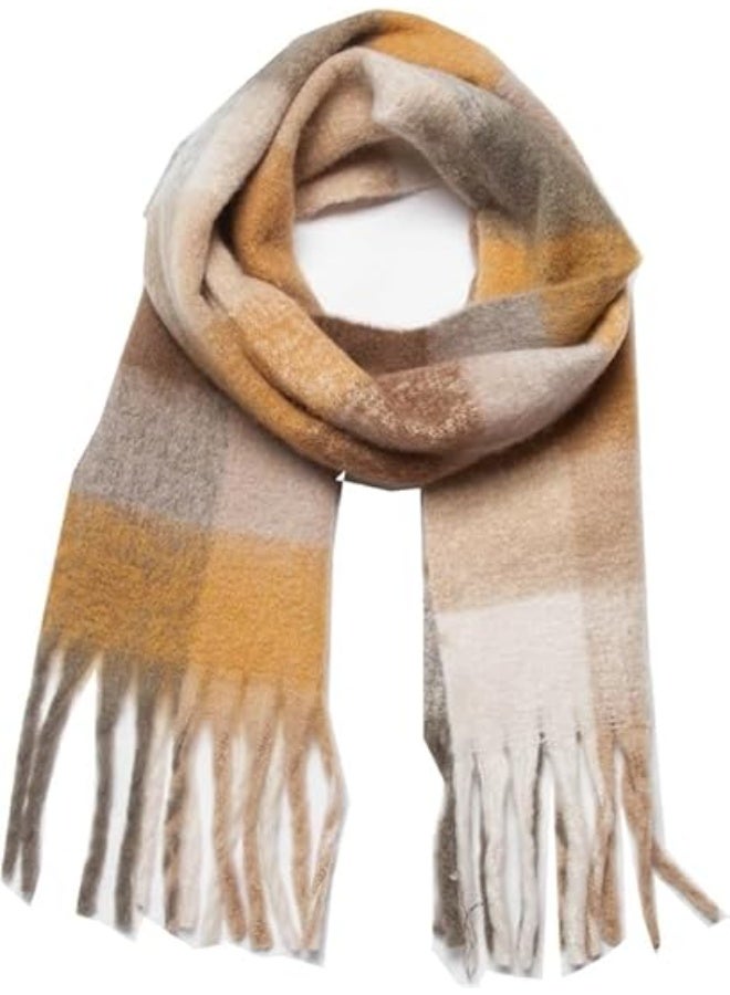 Women's Cashmere Big Coloured Checked Scarf, Winter Warm Wrap Scarf - Image 1