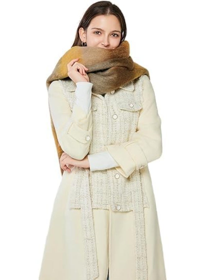 Women's Cashmere Big Coloured Checked Scarf, Winter Warm Wrap Scarf - Image 4