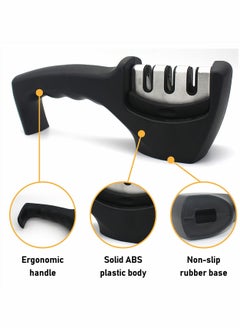 Excefore Knife Sharpener, 3 Stage Kitchen Knife Scissor Sharpener, 3-in-1 Manual Chef Steel Knife Scissor Sharpening Tool  - Image 4