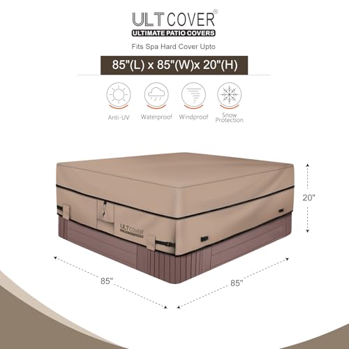 ULTCOVER Waterproof 600D Polyester Square Hot Tub Cover Outdoor SPA Covers 85 x 85 inch - Image 2