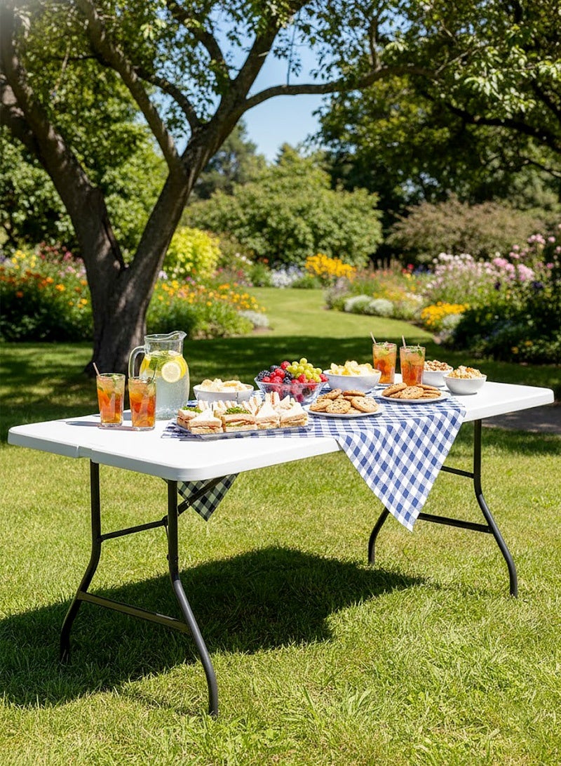 AGD Rectangular Folding Plastic Table for all Indoor and Outdoor Occasions 74x70x180cm/ White - Image 2