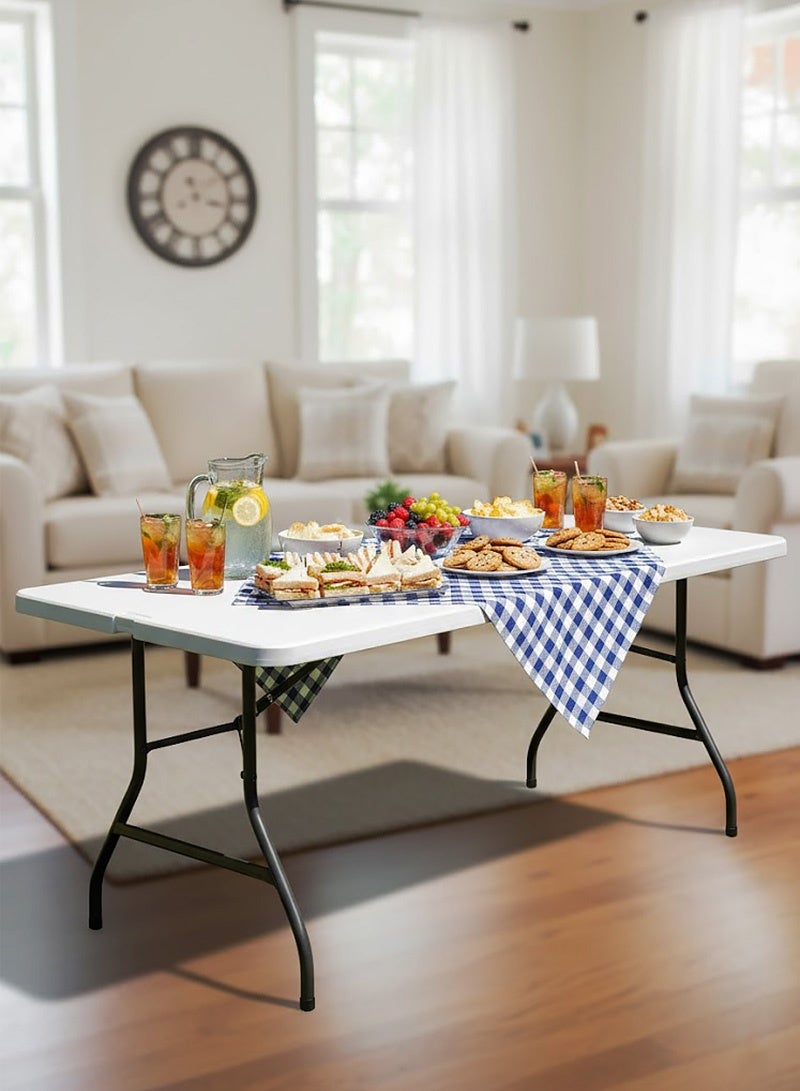 AGD Rectangular Folding Plastic Table for all Indoor and Outdoor Occasions 74x70x180cm/ White - Image 3