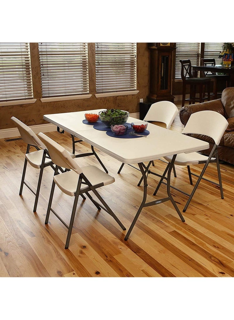 AGD Rectangular Folding Plastic Table for all Indoor and Outdoor Occasions 74x70x180cm/ White - Image 5