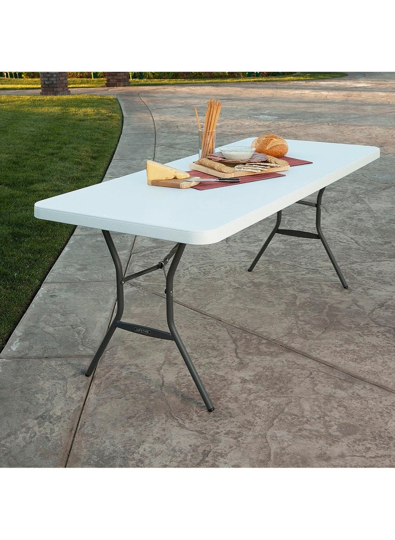 AGD Rectangular Folding Plastic Table for all Indoor and Outdoor Occasions 74x70x180cm/ White - Image 4