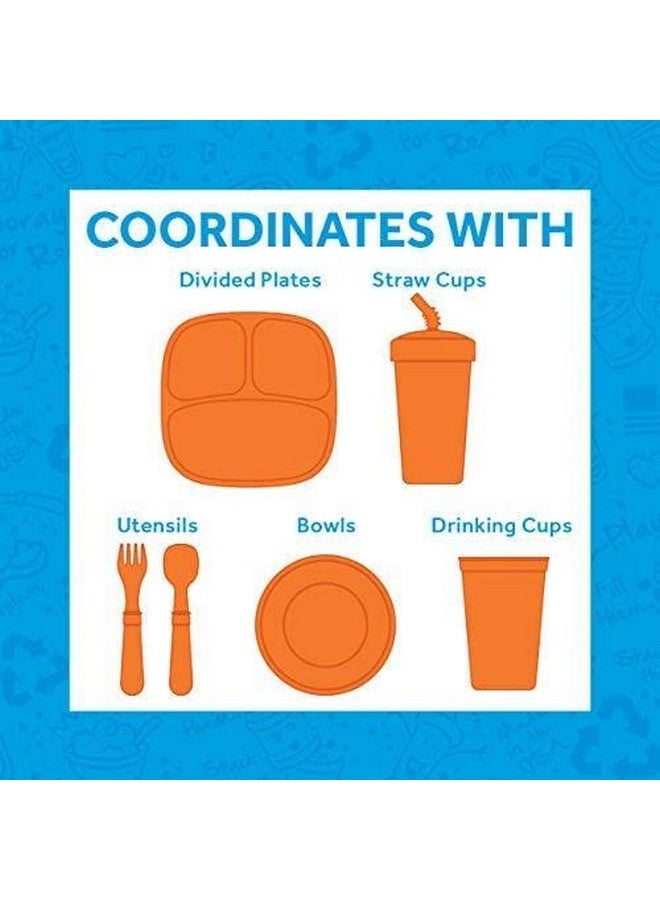 Re-Play Toddler Plates - 22 Oz. Deep-Walled Flat Kids Plates - Dishwasher & Microwave Safe - Made in USA - Set of 4-7.37" x 7.37" x 1.25" - Modern Blue - Image 4