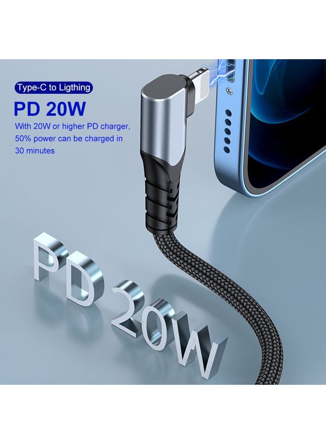 ENKAY Hat-Prince PD 20W Type-C to 8 Pin Dual Elbow Fast Charging Data Cable, Length:2m(Black) - Image 2
