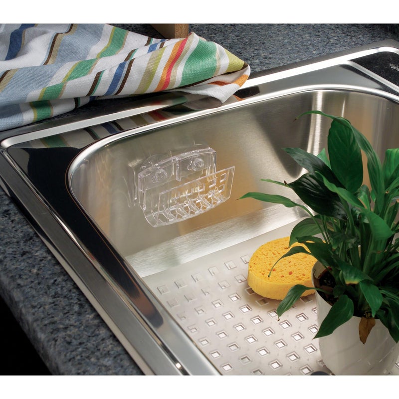 InterDesign iDesign BPA-Free Plastic Sponge Holder for Kitchen Sink with Suction Cups, Ideal for Kitchen Sinks and Bathroom Organization, 2.3" x 5.2" x 3.7", Clear - Image 3
