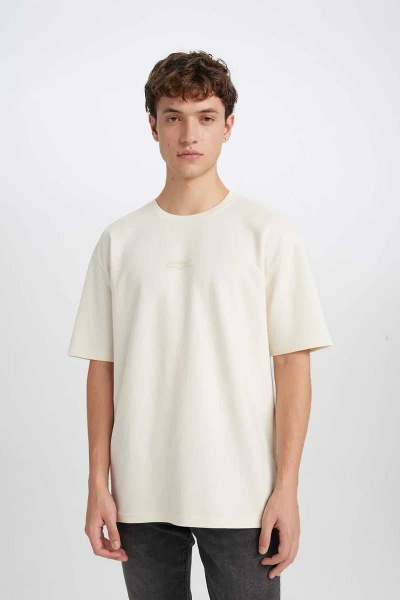 DeFacto Boxy Fit Crew Neck Printed Short Sleeve T-Shirt