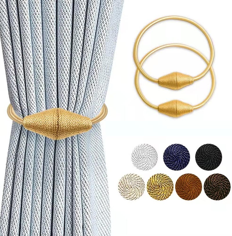 XDerlin 2 Pack Strong Magnetic Curtain Tiebacks for Drapes Window Curtain Holdbacks Clips Drapery for Home Kitchen Office Window Sheer Curtains or Blackout Curtains (Gold Copper) - Image 1