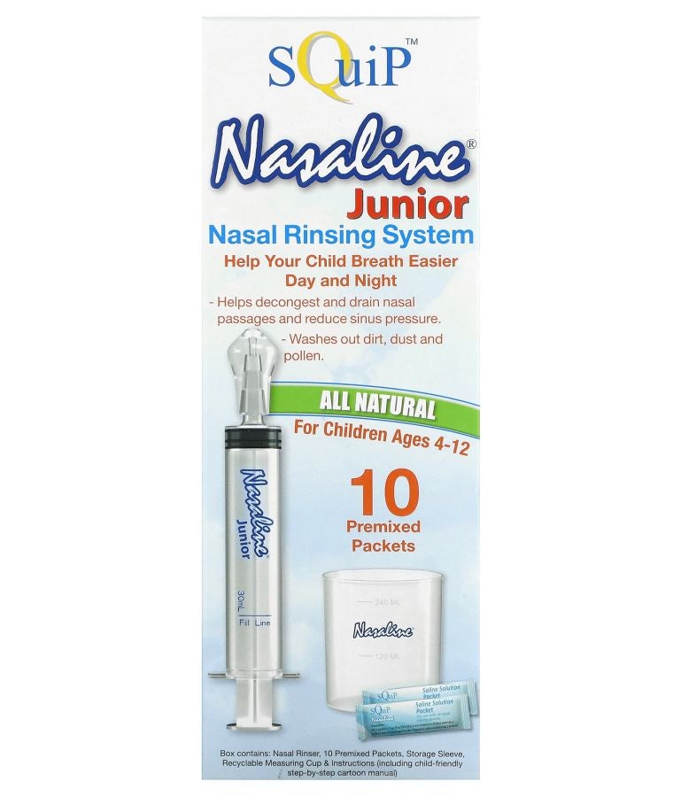 Squip Nasaline Junior Nasal Rinsing System For Children Ages 4-12 14 Piece Kit