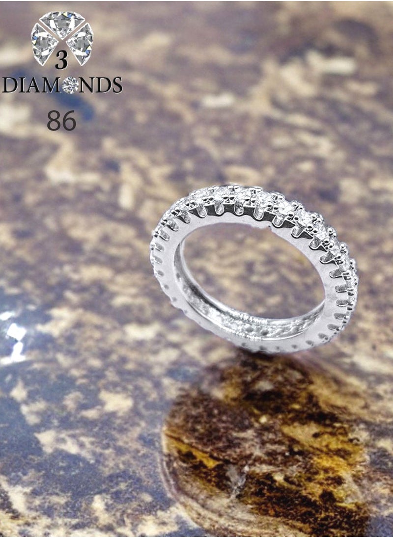 3Diamonds - Debla Ring Platinum Plated For Women With Zircon Stone - Silver - Image 1