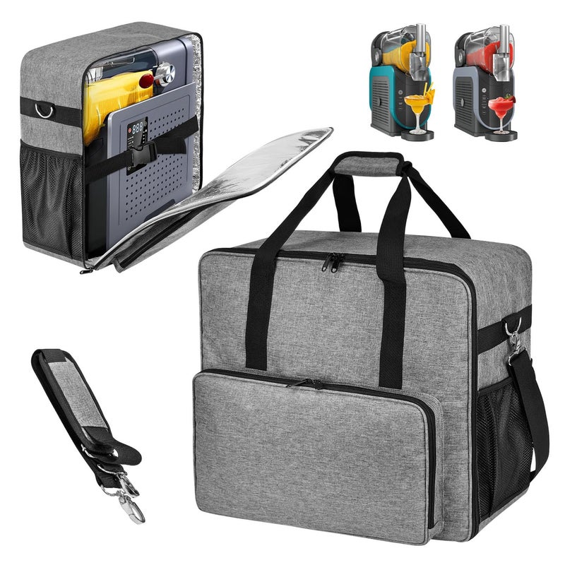 BOHEMIABY 2025Thermal Slushie Machine Carrying Bag Large Portable Slushie Carrying Case for Ninjaa Fs301 Fs300 Large Opening Design Thick Padding Removable Shoulder Strap Accessory Bag Gray - Image 2