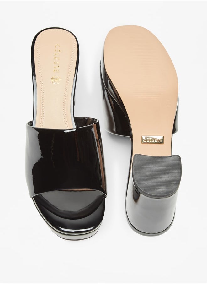 Celeste Women's Solid Slip-On Sandals with Block Heels  - Image 4