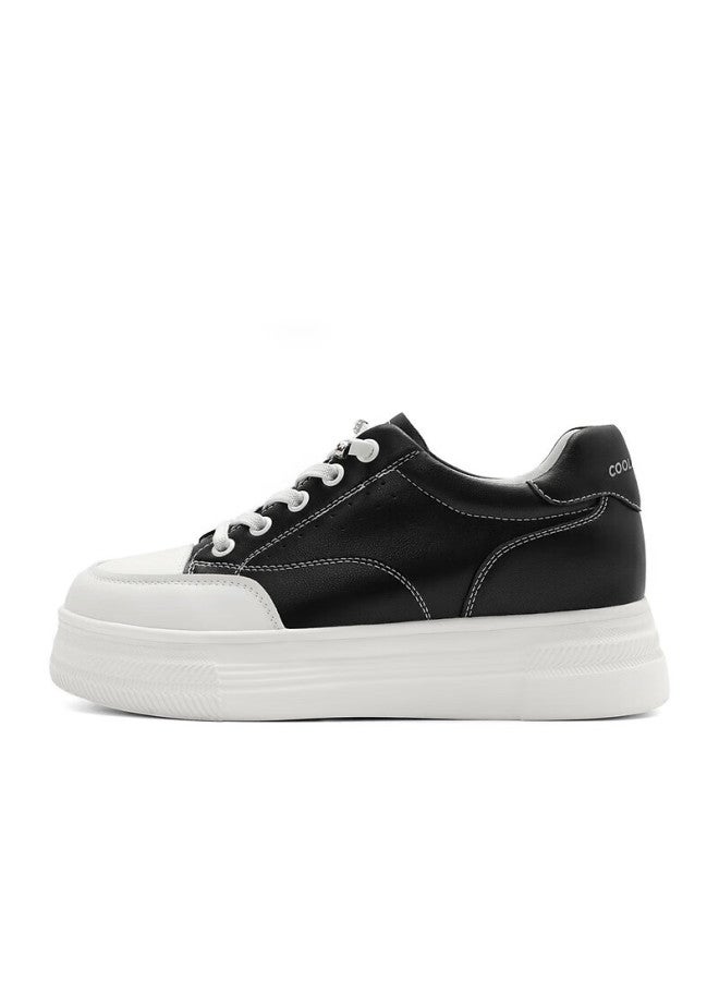 Belle Casual Versatile White Sneakers For Women, Simple Mall Shoes A6m1dam4, Black, Size 40 - Image 1