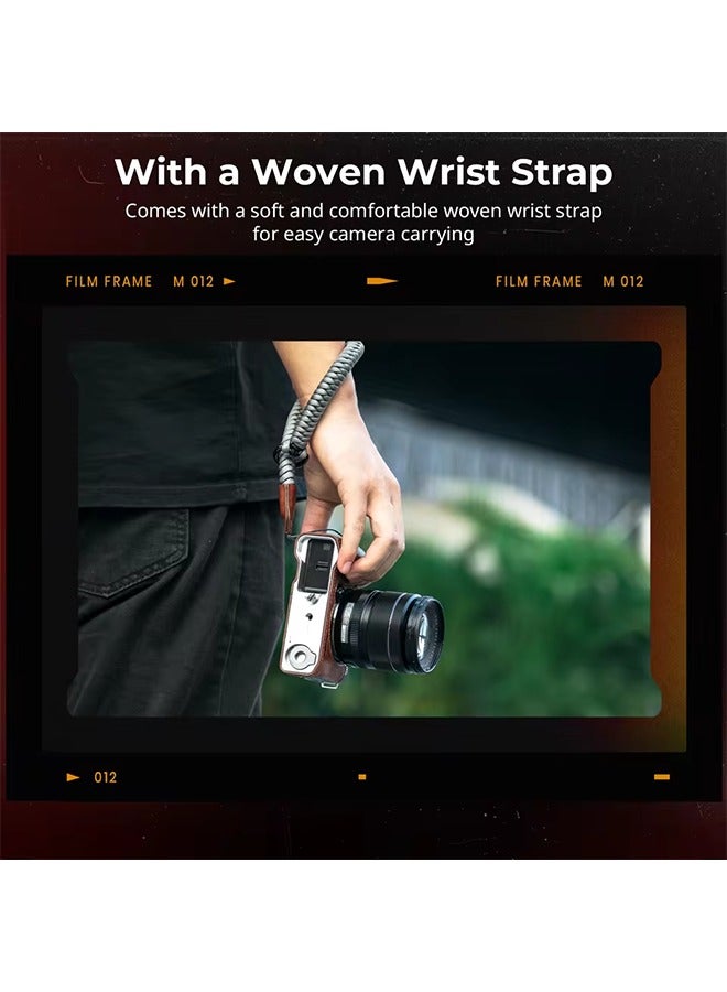 SmallRig Camera Leather Half Case Kit for FUJIFILM X-M5 wIith Wrist Strap Retro Style with 1/4”-20 Threaded Hole Brown - Image 5