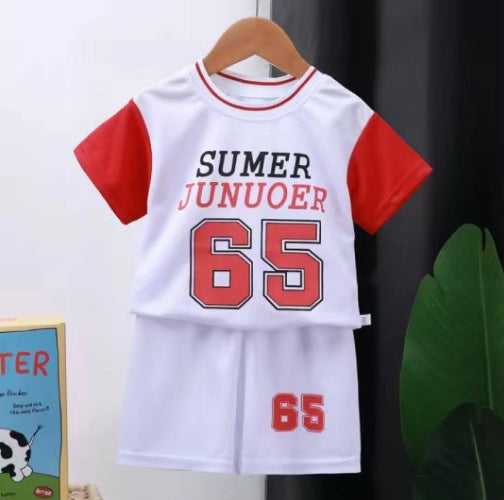 2024 Kids Summer Sports Jersey Set Boys Short Sleeve Vest Shorts PC-01 white ball suit 