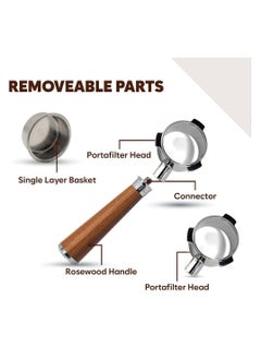 TEGRILO Bottomless Portafilter 54mm, Naked Coffee Portafilter with Stainless Steel Replacement Filter Basket and Rosewood Handle Fit for Breville Barista BES 870/878/880 (54mm Breville)  - Image 4