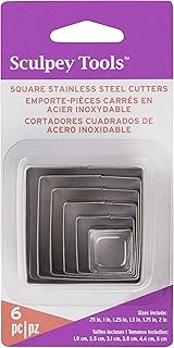 Sculpey Sculpey Tools Stainless Steel 6 piece Square Cutter Set. Nested, graduated sizes, Great for use in all craft projects  - Image 1