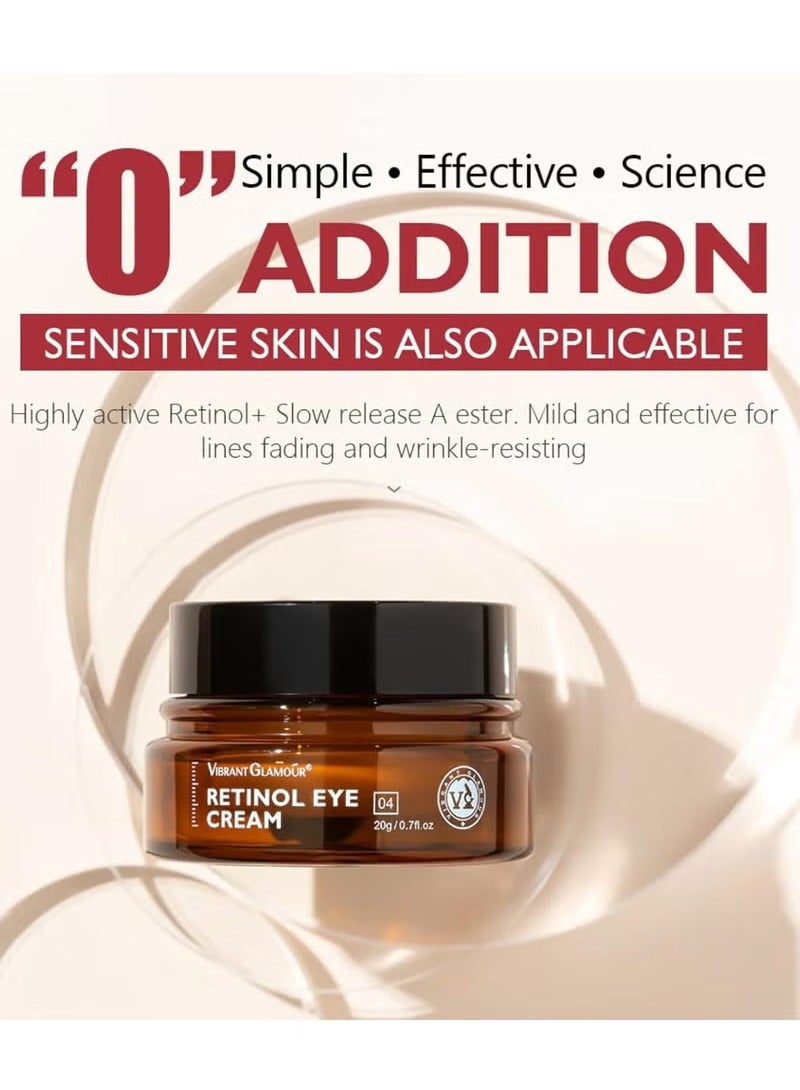 Vibrant Glamour Retinol Eye Cream Anti-Aging Firming Anti-Puffiness Improve Dark Circles And Reduce Fine Lines Around The Eyes, Including Eye Massage Stick (20g) - Image 3