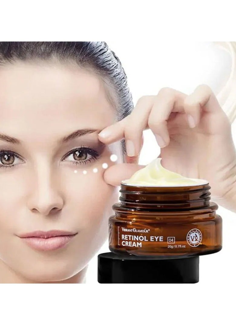 Vibrant Glamour Retinol Eye Cream Anti-Aging Firming Anti-Puffiness Improve Dark Circles And Reduce Fine Lines Around The Eyes, Including Eye Massage Stick (20g) - Image 1