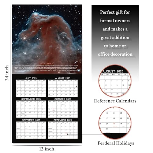 Vindora 2026 Wall Calendar - Hubble Telescope Wall Calendar 2026, January 2026 - December 2026, 12" x 24" (Open), Hanging Hook, Blocks and Holidays - Stunning Hubble Discoveries - Image 4