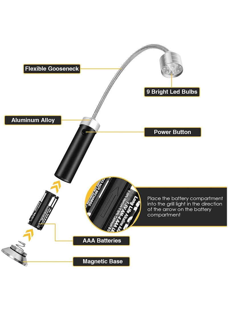 راكسوم ضوء شواية الشواء، مجموعة إضاءة شواء مغناطيسية قابلة للتعديل 360 درجة، أضواء شواء خارجية، ملحقات شواء، فائقة السطوع للطهي الليلي في الهواء الطلق، مقاومة للماء والحرارة، بطارية غير متضمنة (عبوتان) - Image 2