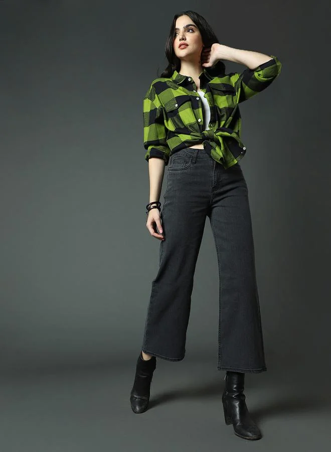 HIGH STAR Mid Rise Wide Leg Cropped Jeans by Styli