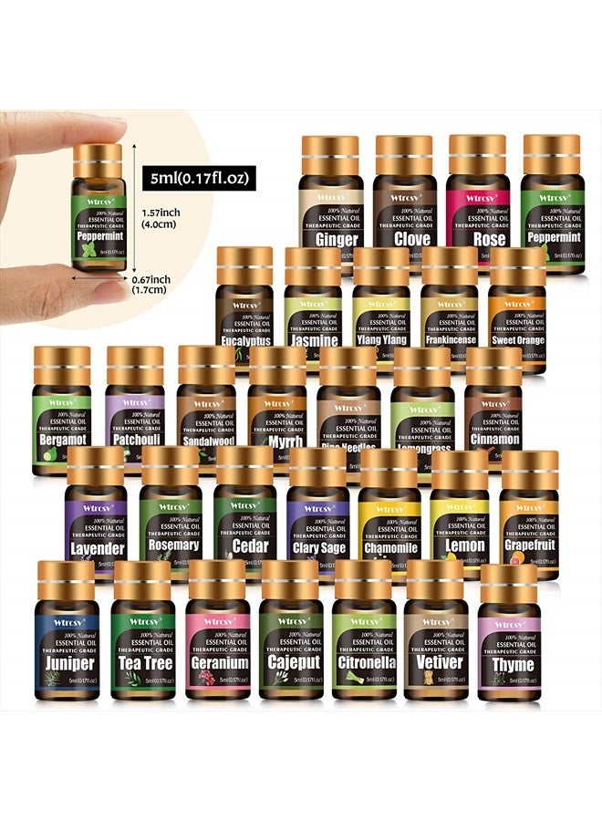 Wtrcsv Essential Oils Set -Essential Oils - 100% Natural Essential Oils-Perfect for Diffuser, Humidifier,Aromatherapy, Massage,Skin & Hair Care,30x5 ml(0.17fl.oz） - Image 2
